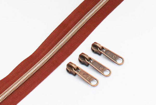 Endlosreißverschluss metallisiert rehbraun/messing-antik (1m)